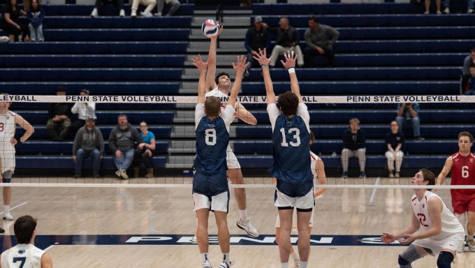 Michal Kowal going up for a block