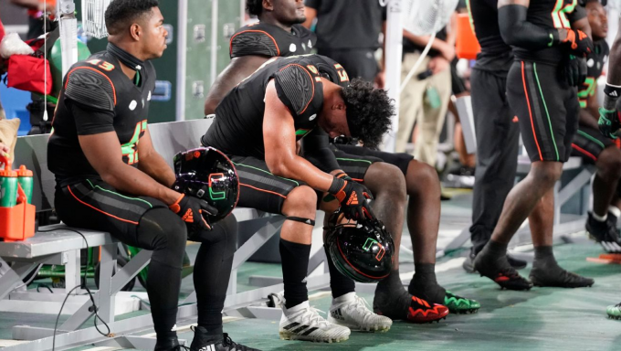 Miami players in disbelief after blowing game versus Georgia Tech