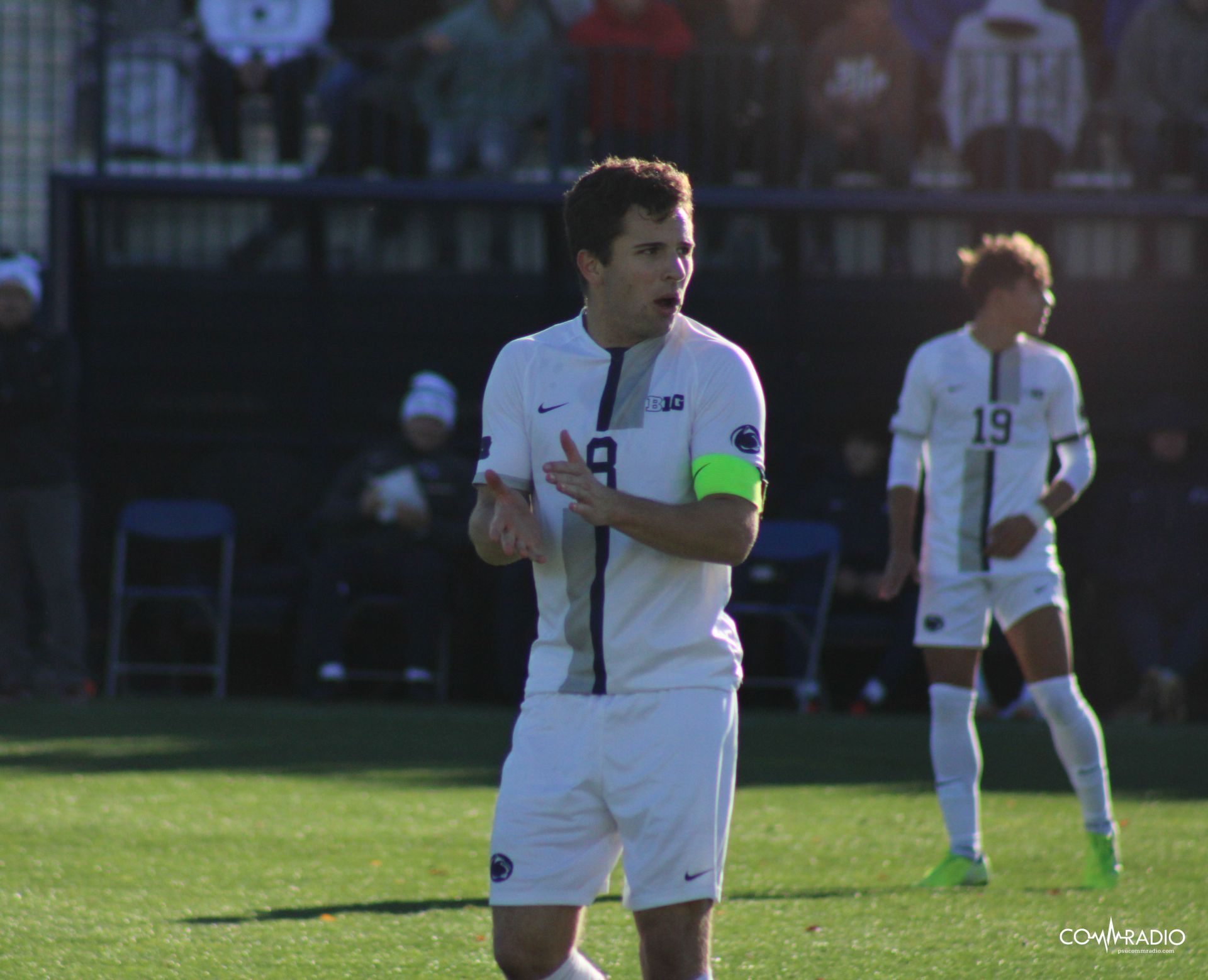 Peter Mangione cheering on team during Michigan match