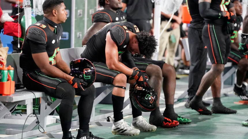 Miami players in disbelief after blowing game versus Georgia Tech