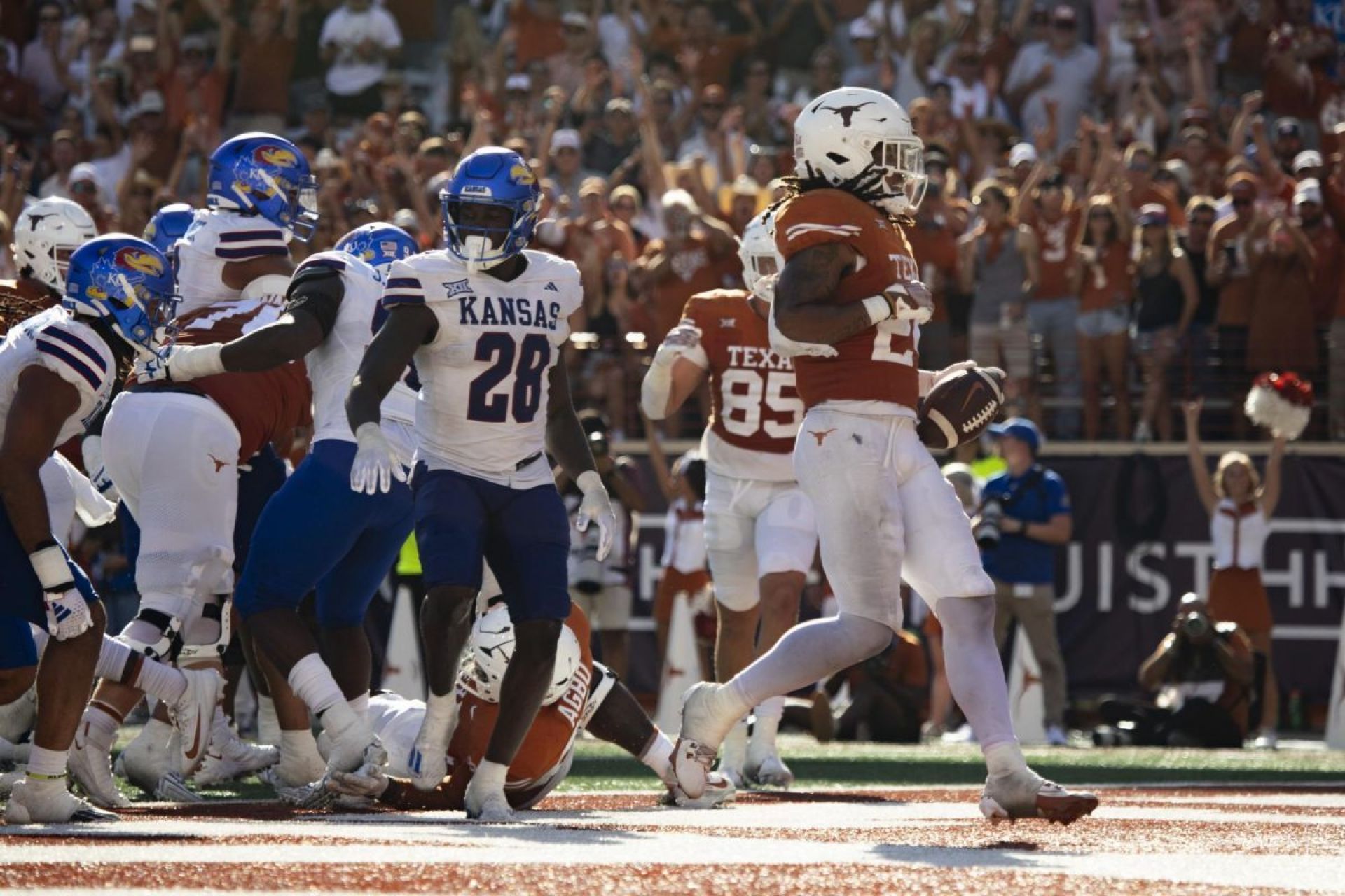 Texas running the ball for a TD against Kansas