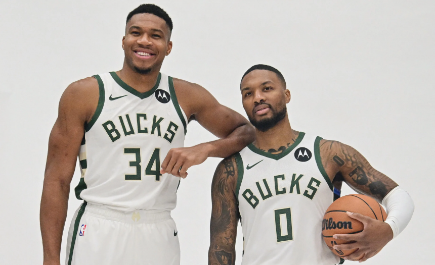 Giannis and Lillard in a photo together
