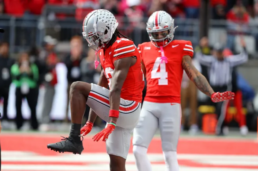 Marvin Harrison Jr. celebrating a touchdown against Maryland