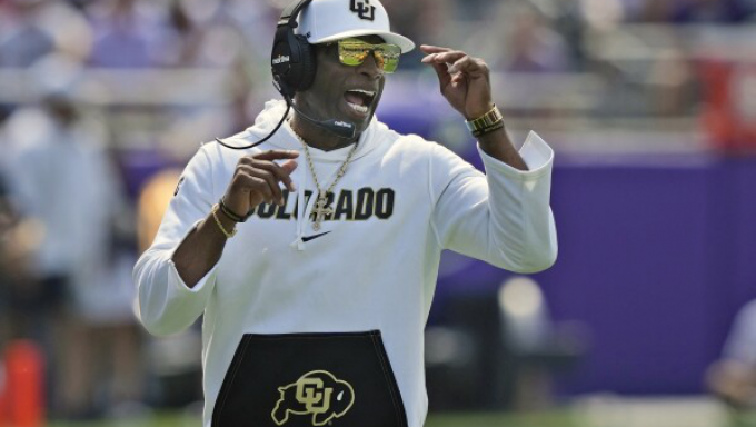 Coach Deion Sanders against TCU
