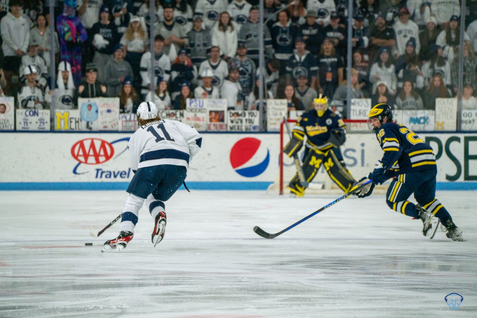 Ryan Kirwan skating against Michigan