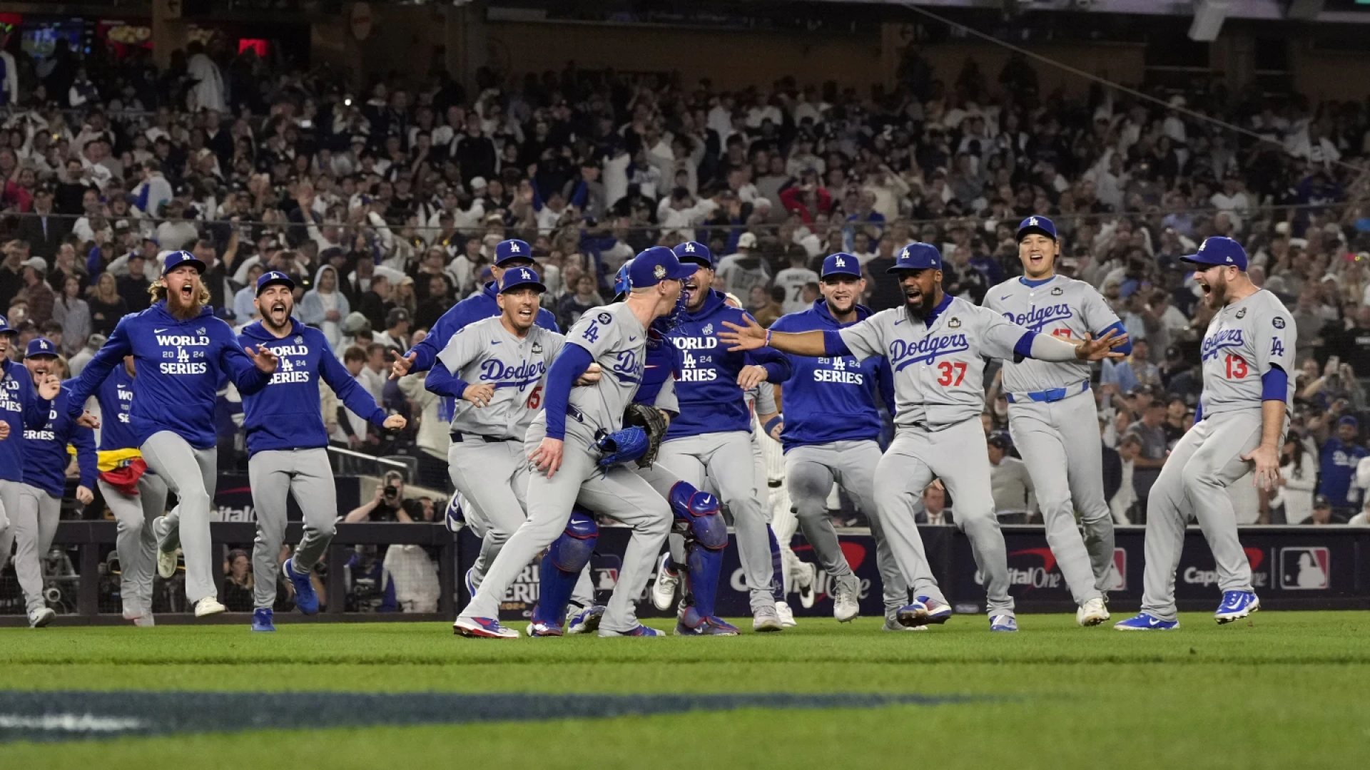 Dodgers celebrating world series win