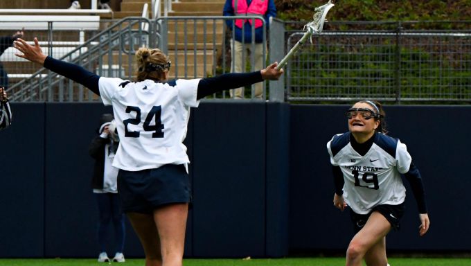 Gretchen Gilmore celebrating with Kristin O'Neill