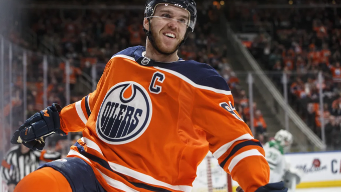 McDavid celebrating