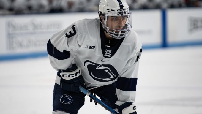 Danny Dzhaniyev at the faceoff
