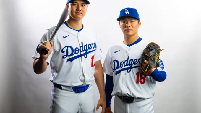 Shohei Ohtani in his new threads with the Dodgers