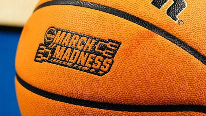 Basketball with the March Madness logo
