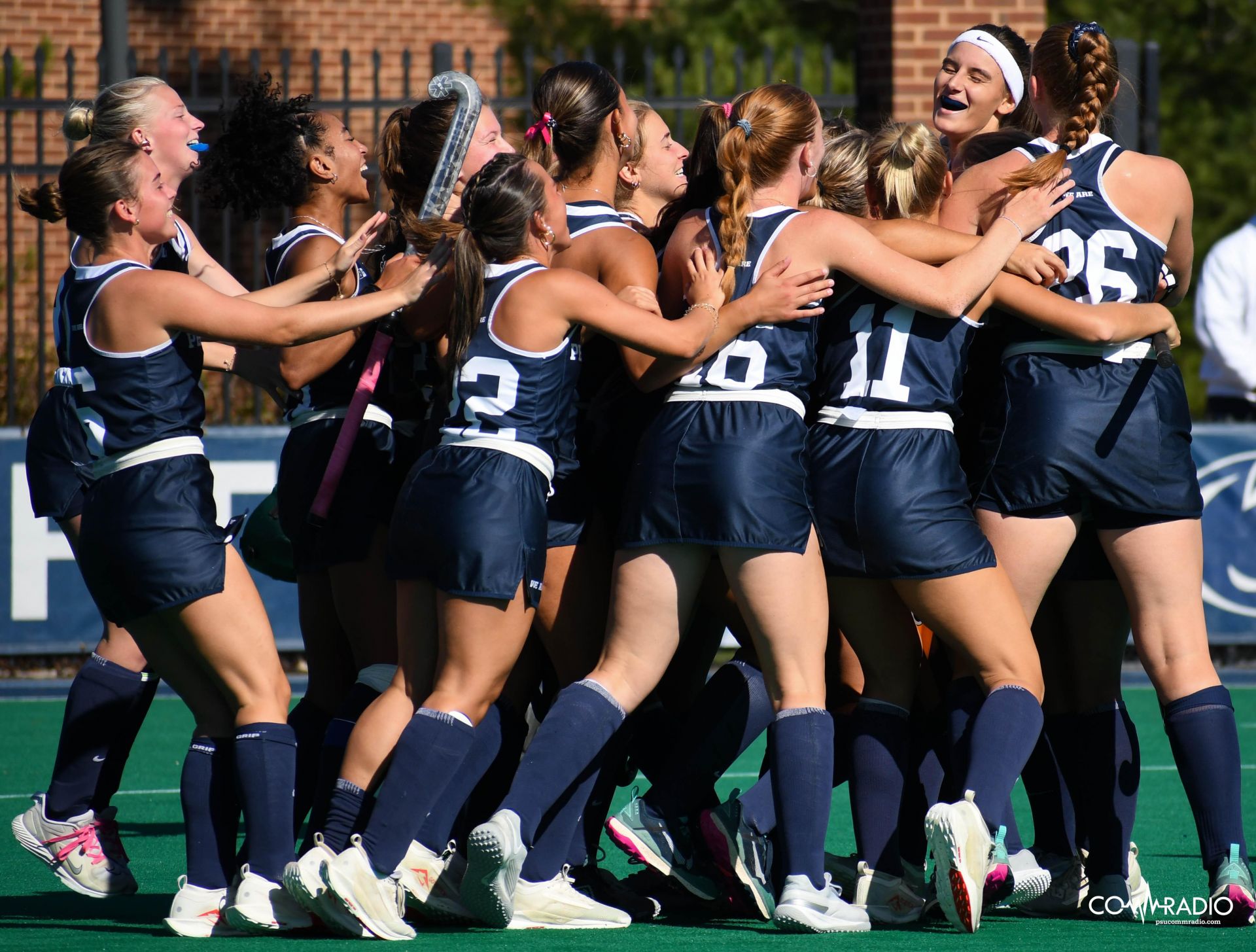 field hockey celebrating