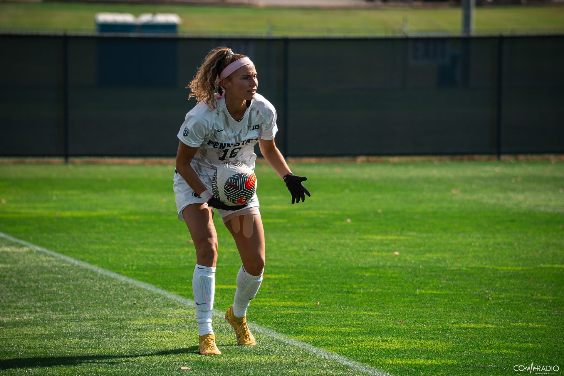 Penn State Women's Soccer during a throw in
