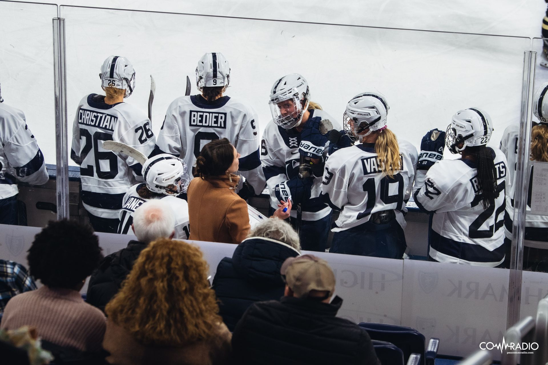 Allison Coomey during a timeout vs. Lindenwood