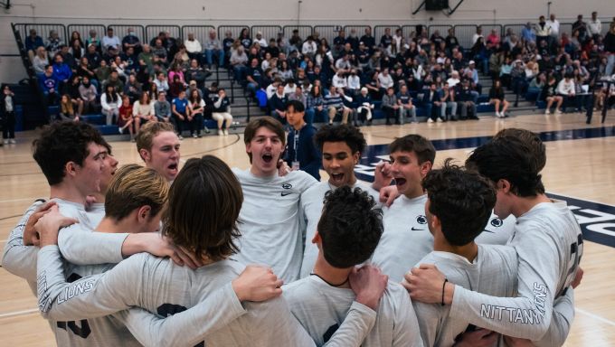 Penn State men's volleyball celebrating vs NJIT