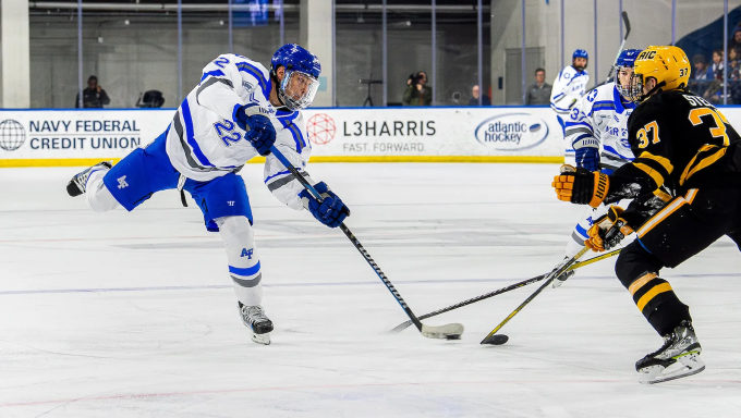Chris Hedden taking a wrist shot