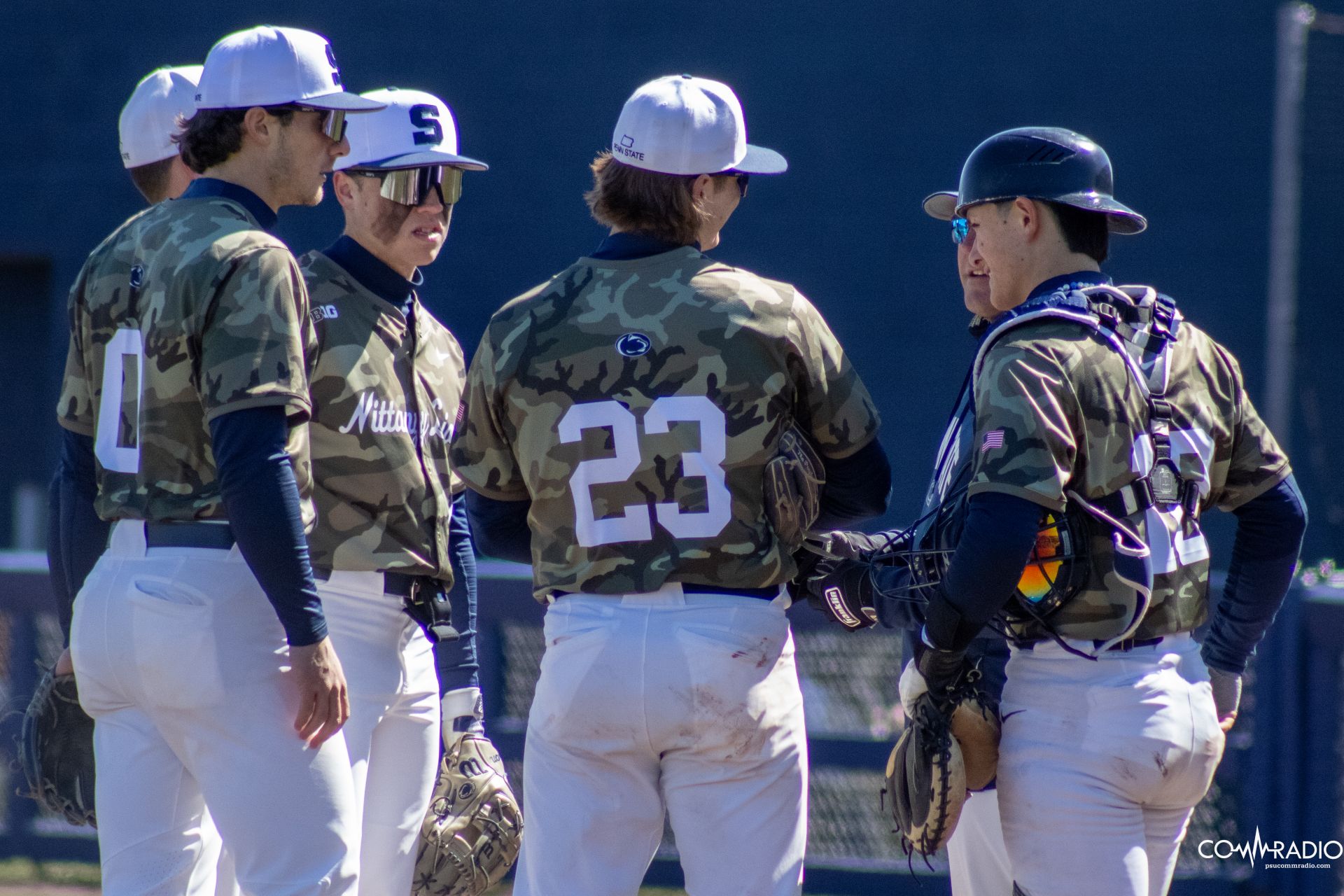 Penn State defense meeting on the mound against Michigan