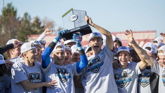Indiana celebrating after winning Big Ten Title