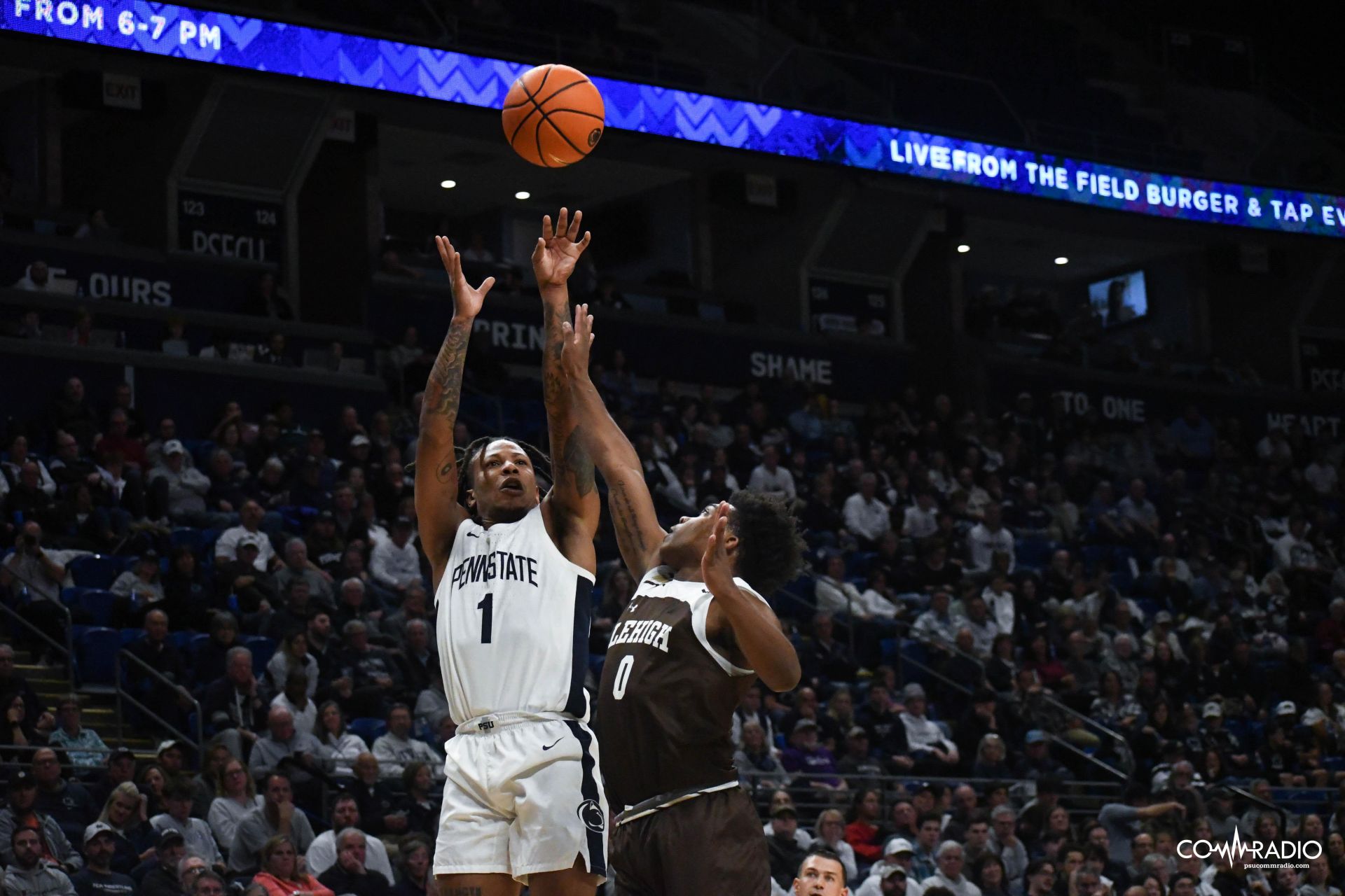Ace Baldwin Jr. rising for a shot against Lehigh