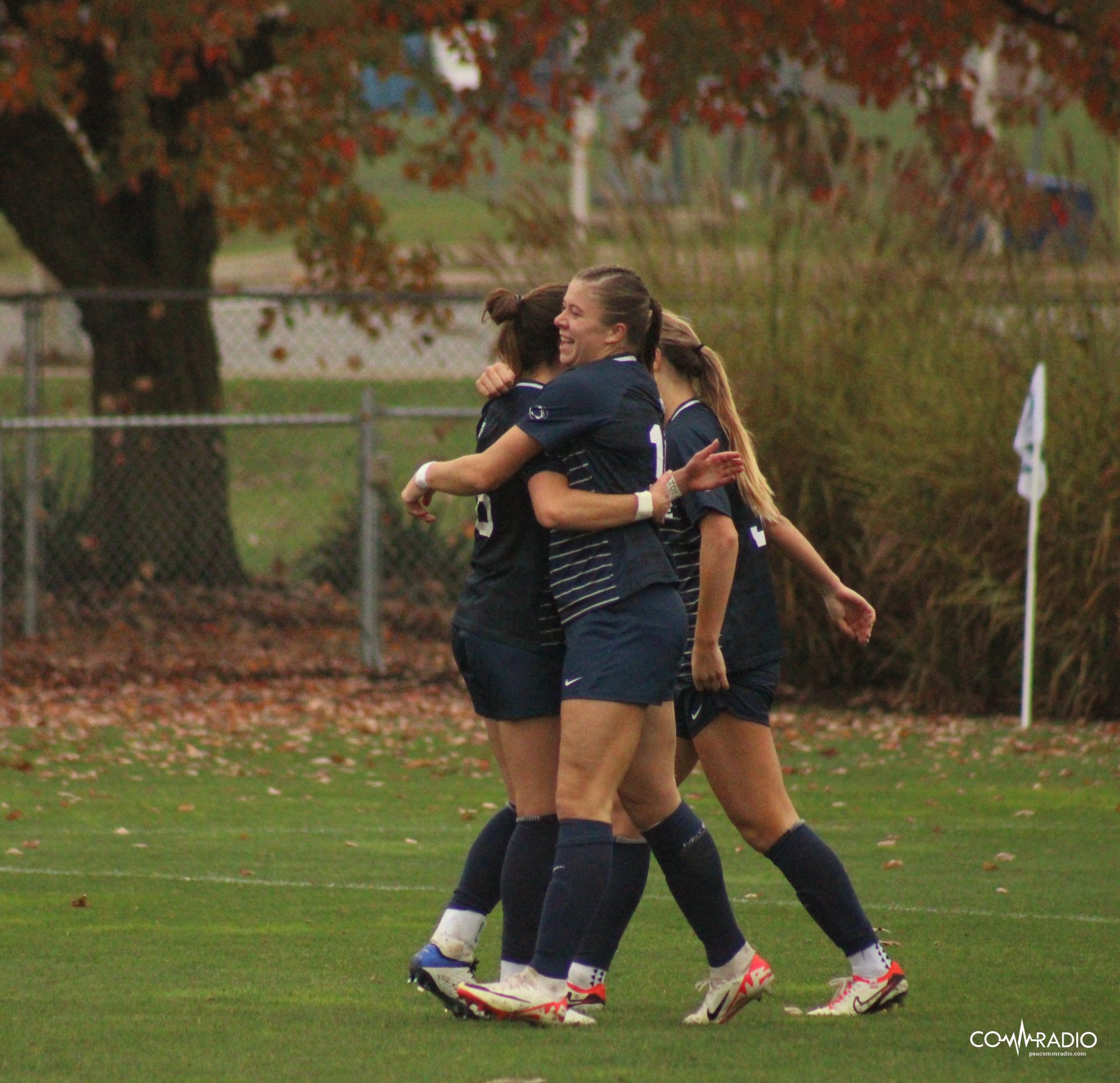 Penn State women's soccer celebrating against Indiana