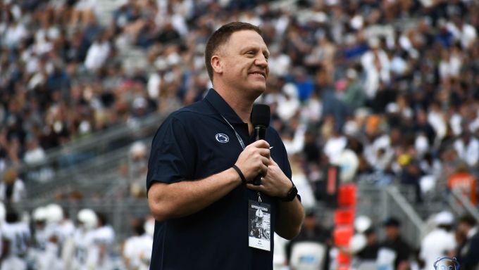 Mike Rhoades at the Penn State Blue-White Spring Game