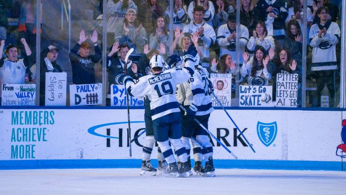 PSU Celebrating in front of the Roar Zone