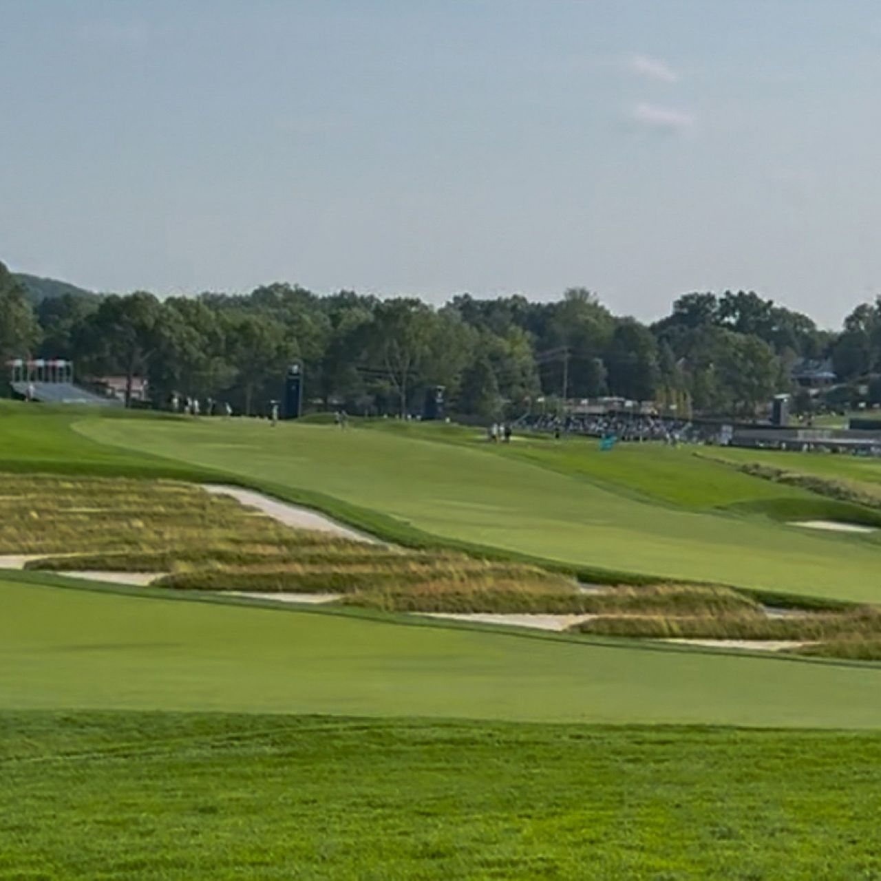 A green golf course fairway