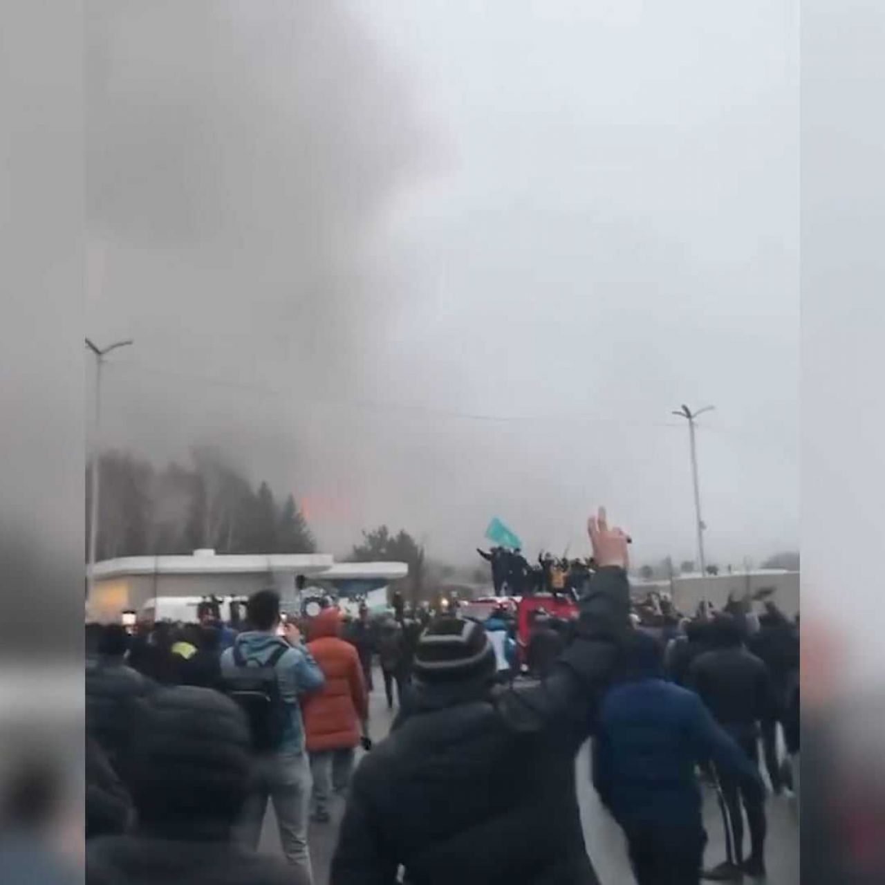 Demonstrators in Kazakhstan during protests in 2022