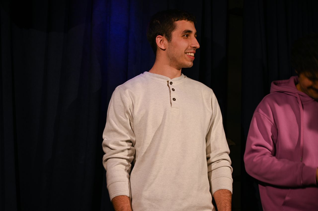 Penn State student Nick Stonesifer performs stand up comedy as part of TuzBiber Stand Up