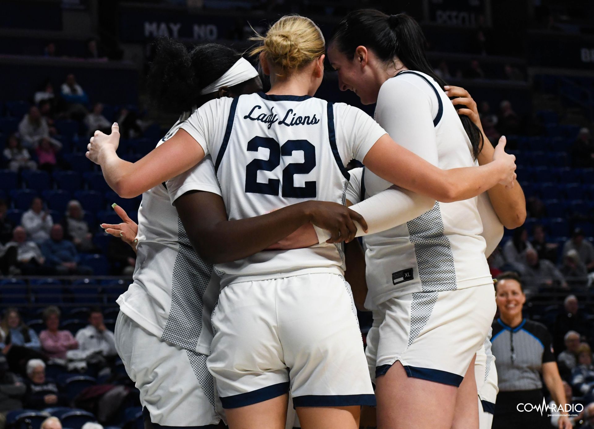 Lady Lions in the huddle against Purdue