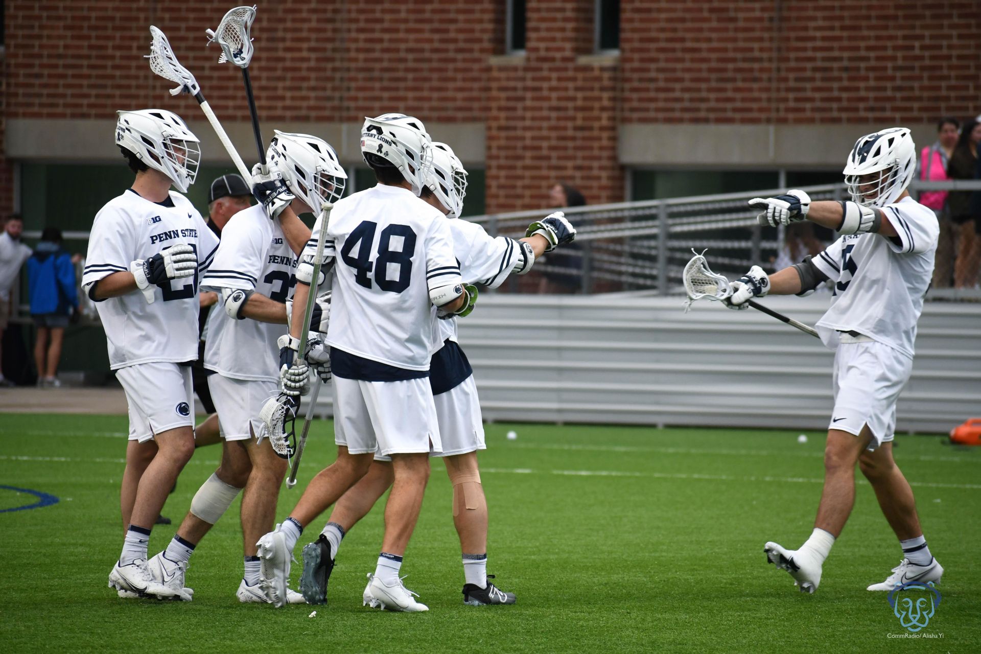 Penn State Men's Lax celebrating against Rutgers