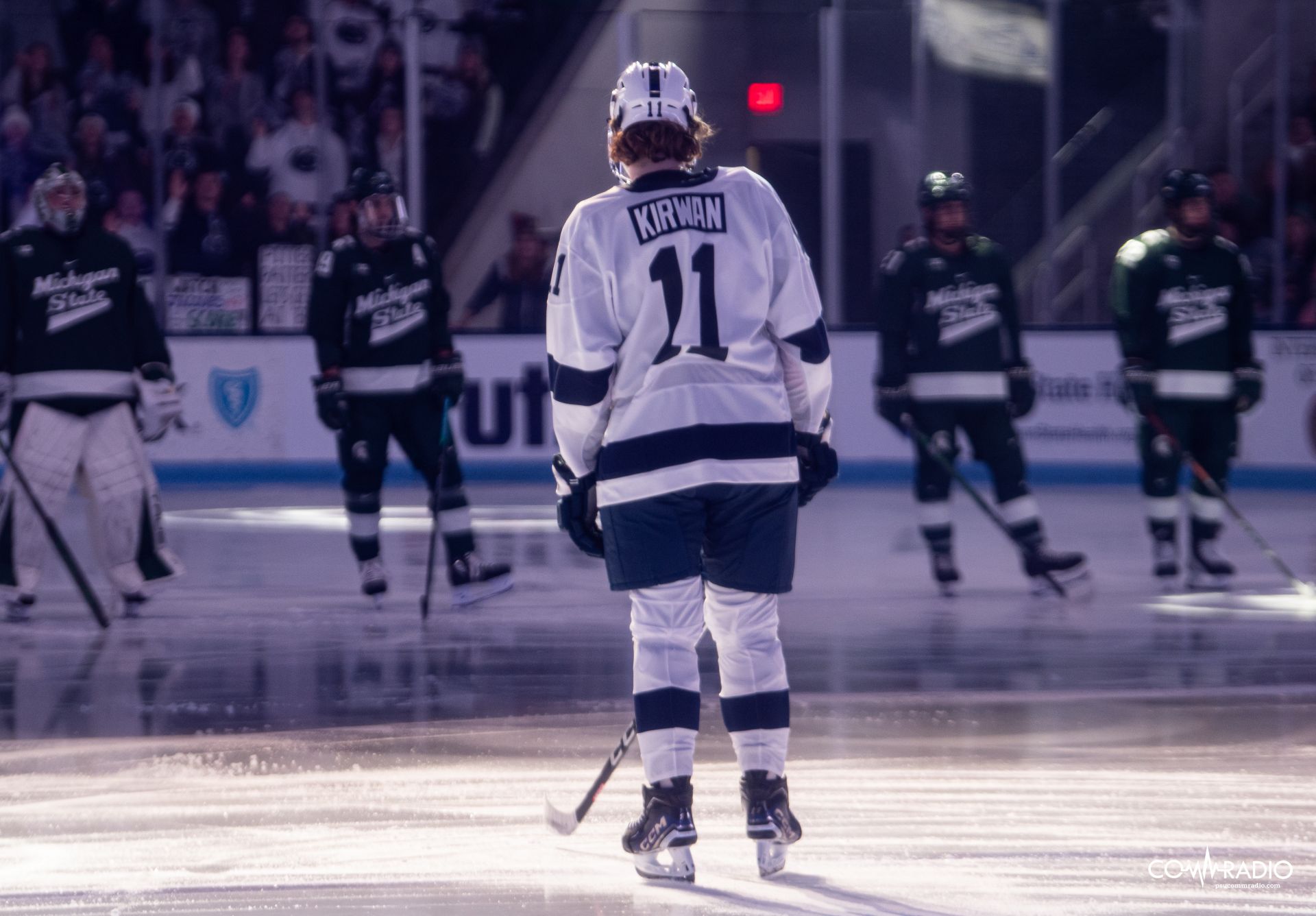 Ryan Kirwan in warmups against Michigan State