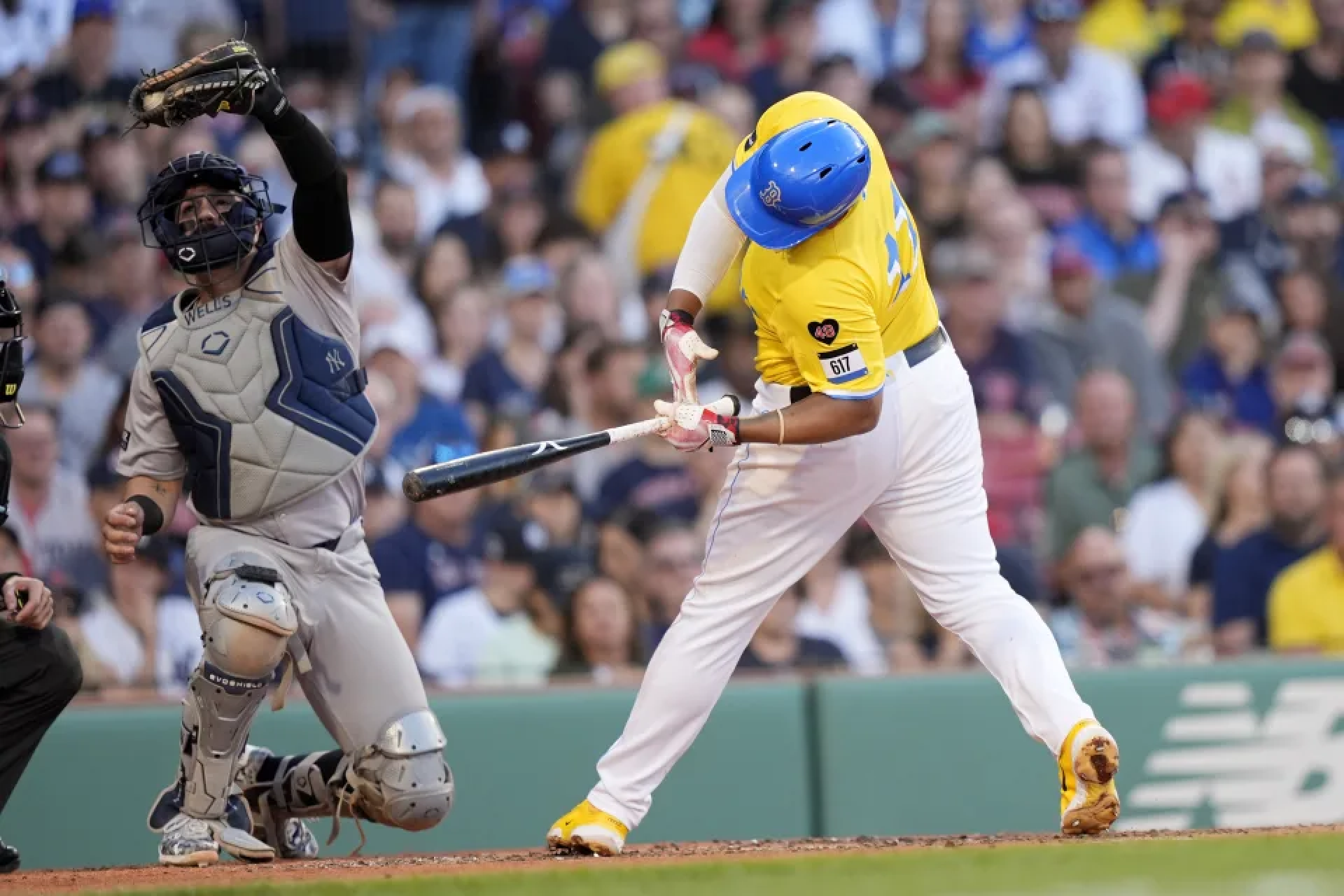Devers gets out of way of pitch