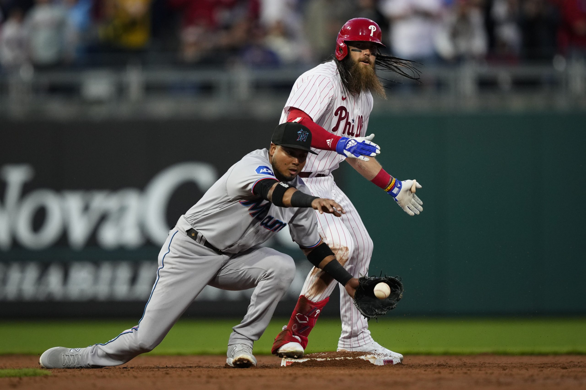 Brandon Marsh Celebrating versus the Marlins