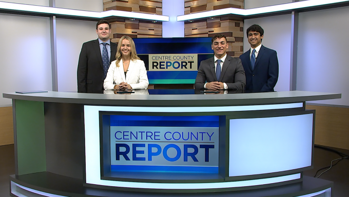 Four Centre County Report anchors behind an anchor desk