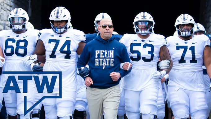 James Franklin leads his team onto the field at Beaver Stadium