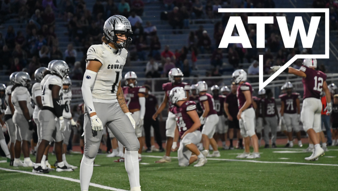 Harrisburg and Altoona football players line up against each other