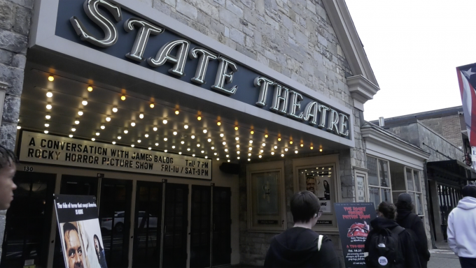 The marquee of the State Theater in State College, PA