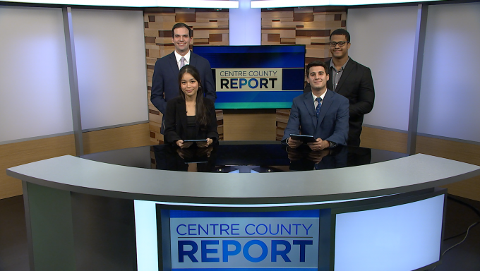 Four anchors behind the Centre County Report news desk