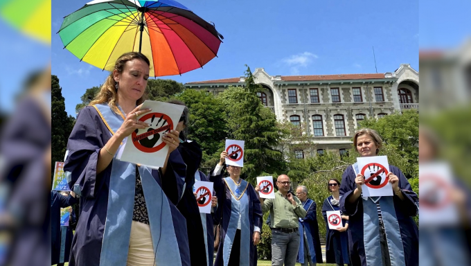 Faculty protesting at Bosphorus University in Turkey