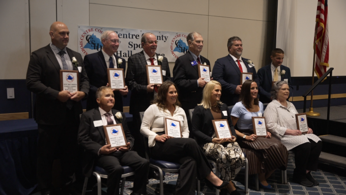 Picture of all 11 inductees of the 2024 Centre County Sports Hall of Fame Class