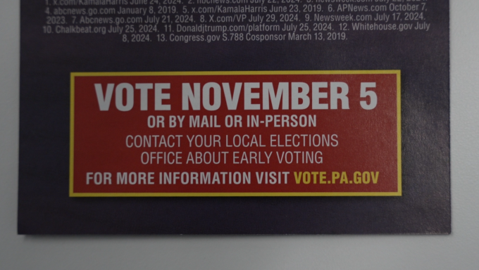 Red box that says vote on November 5th or by mail or in-person