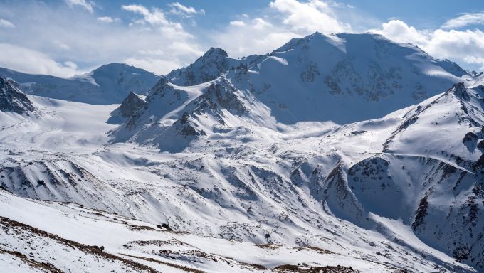 Glacier Tuyusku seen in the distance has been observed and measure since 1957