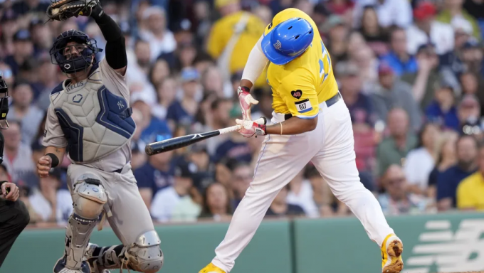 Devers gets out of way of pitch