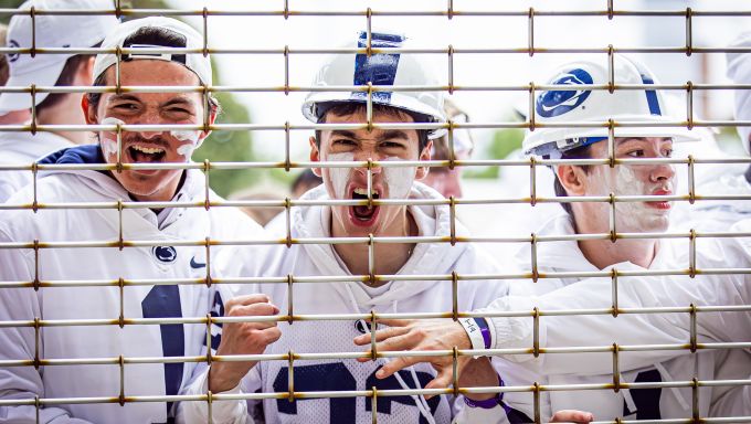 Penn State fans celebrating vs. Iowa