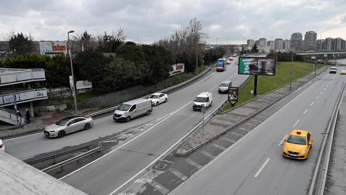 Vehicles on the highway leading into Istanbul.