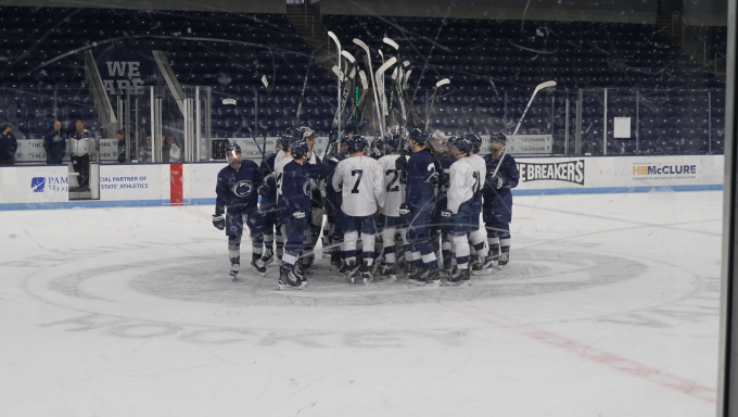 Men's Hockey team at practice