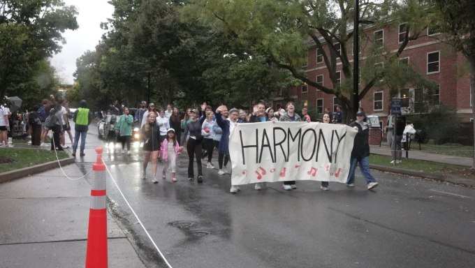 Picture captured of student group at homecoming parade