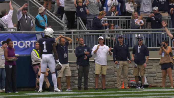 KeAndre Lambert-Smith scores a touchdown against Indiana