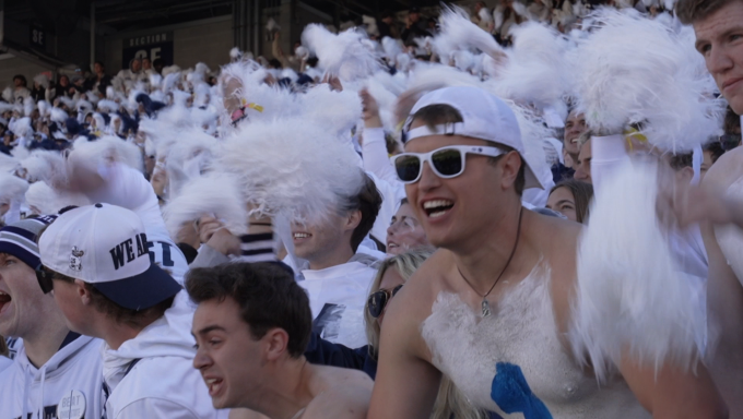 Fans celebrating against Ohio State on November 2nd